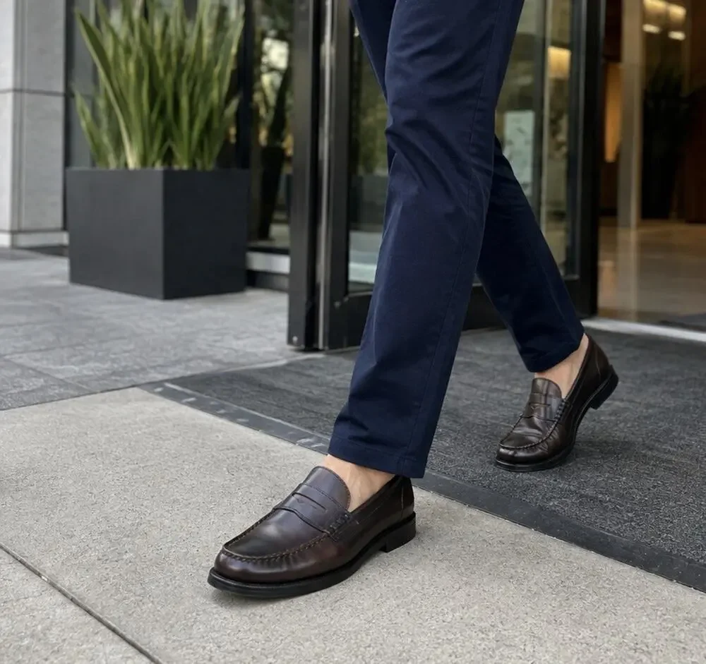 Nunn Bush 86538-05 Men’s 10.5M Brown Leather Penny Loafers Slip On Dress Shoes